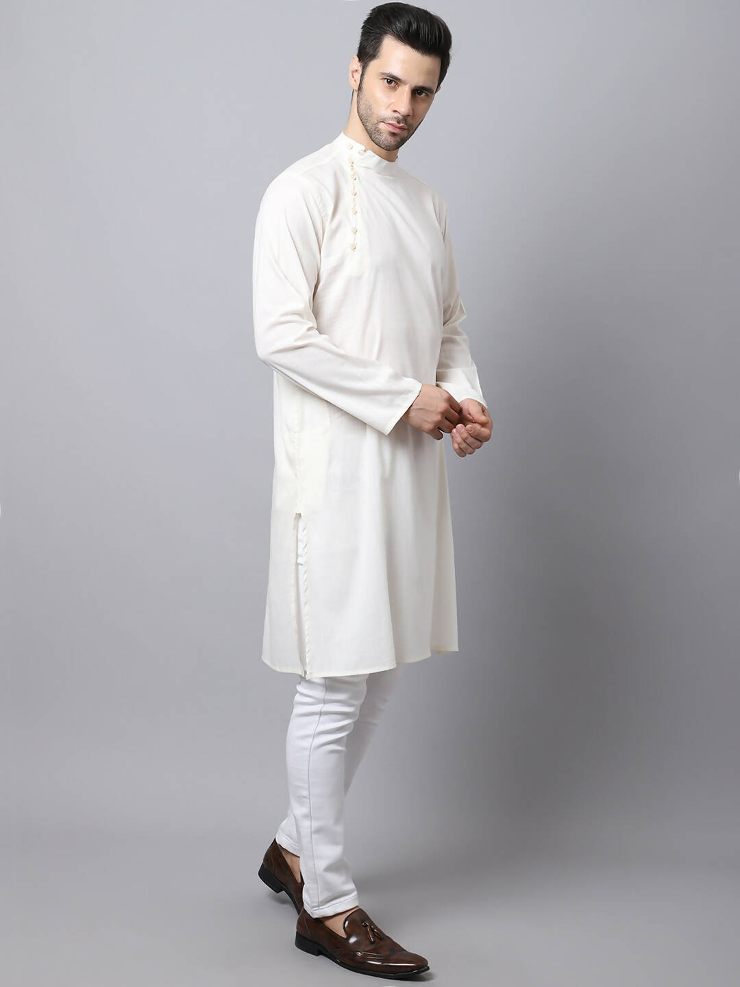 Even Apparels White Cotton Pure Cotton Kurta With Side Placket - Distacart