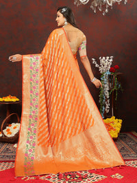 Thumbnail for Lorenvalley Fashion Orange Soft Silk Woven Design with Zari Weaving Leheriya Design Saree - Distacart