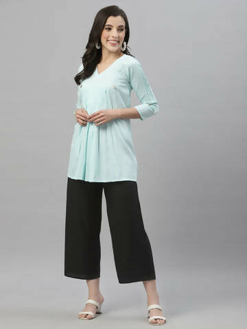 Juniper Women's Black Rayon Straight Solid Pant/Slim Pant - Distacart