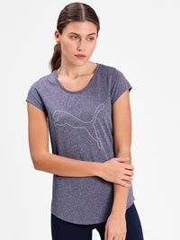 Thumbnail for Puma Women Navy Blue & White Performance Heather Cat Training Tee - Distacart