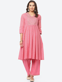 Thumbnail for Biba Women Ethnic Motifs Printed Zari Work Kurta With Palazzos & Dupatta - Distacart