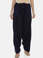 Thumbnail for Souchii Navy Blue Solid Regular-Fit High-Rise Patiala - Distacart