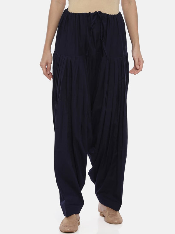 Souchii Navy Blue Solid Regular-Fit High-Rise Patiala - Distacart