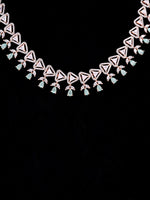 Thumbnail for Saraf RS Jewellery Rose Gold-Plated White & Sea Green AD-Studded Handcrafted Jewellery Set - Distacart