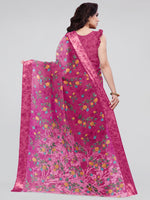 Thumbnail for Kalini Pink & Yellow Floral Bagh Saree - Distacart