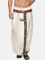 Thumbnail for Sethukrishna Men Cream Solid Art Silk Dhotis - Distacart
