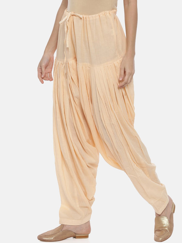 Souchii Beige Solid Regular-Fit High-Rise Patiala - Distacart