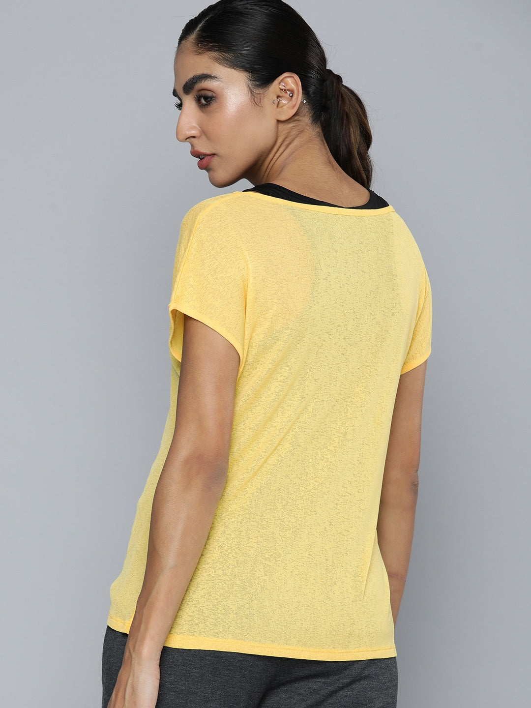 HRX by Hrithik Roshan Women Yellow & Black Pack of 2 Rapid-Dry Training T-shirt - Distacart