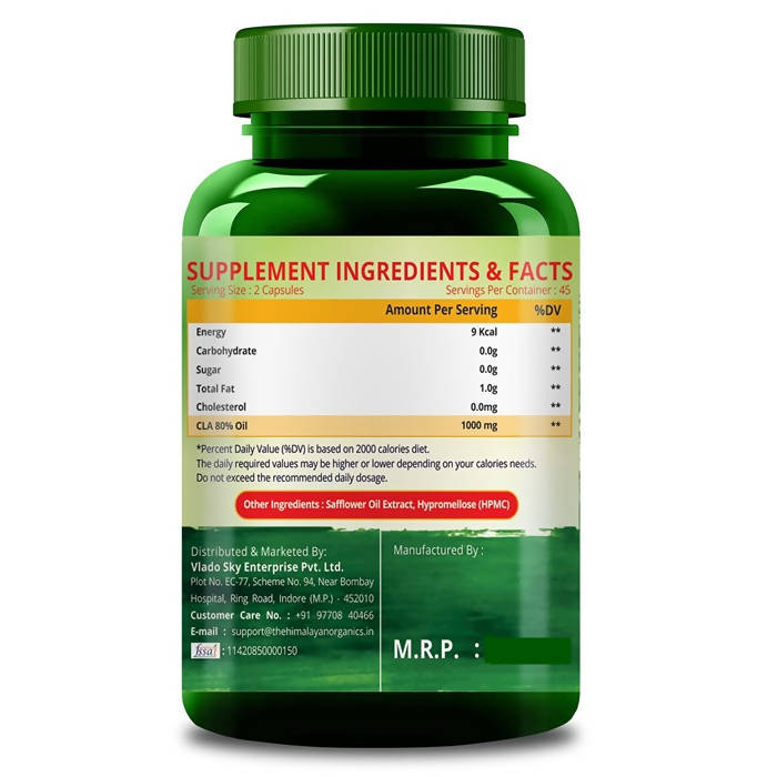 Himalayan Organics Plant Based CLA 1000 Healthy Weight Management Vegetarian Capsules - Distacart