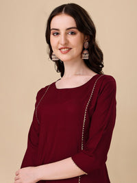 Thumbnail for HERE&NOW Maroon & White Gotta Patti Kurta with Trousers & Dupatta - Distacart