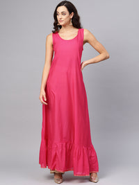 Thumbnail for Biba Women Pink & Golden Printed Layered A-Line Kurta - Distacart
