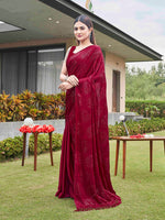 Thumbnail for Tikhi Imli Embellished Half and half Satin Saree With Tassels - Distacart