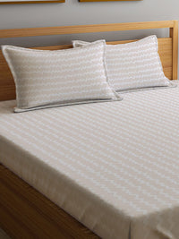 Thumbnail for KLOTTHE Abstract-Printed 300TC Fitted King Bedsheet With 2 Pillow Covers - Distacart