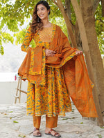 Thumbnail for Kalini Floral Printed Gotta Patti Pure Cotton Kurta with Trousers & Dupatta - Distacart