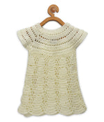 Thumbnail for Chutput Kids Cream Coloured Solid Wool Frock - Cream - Distacart