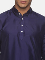 Thumbnail for Sethukrishna Men Navy Blue Kurta with Pyjamas - Distacart