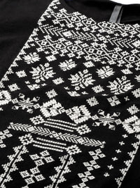 Thumbnail for HERE&NOW Women Black & White Geometric Embroidered Thread Work Kurta - Distacart