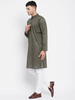 Thumbnail for Even Apparels Green Men's Pure Cotton Kurta With Band Collar - Distacart