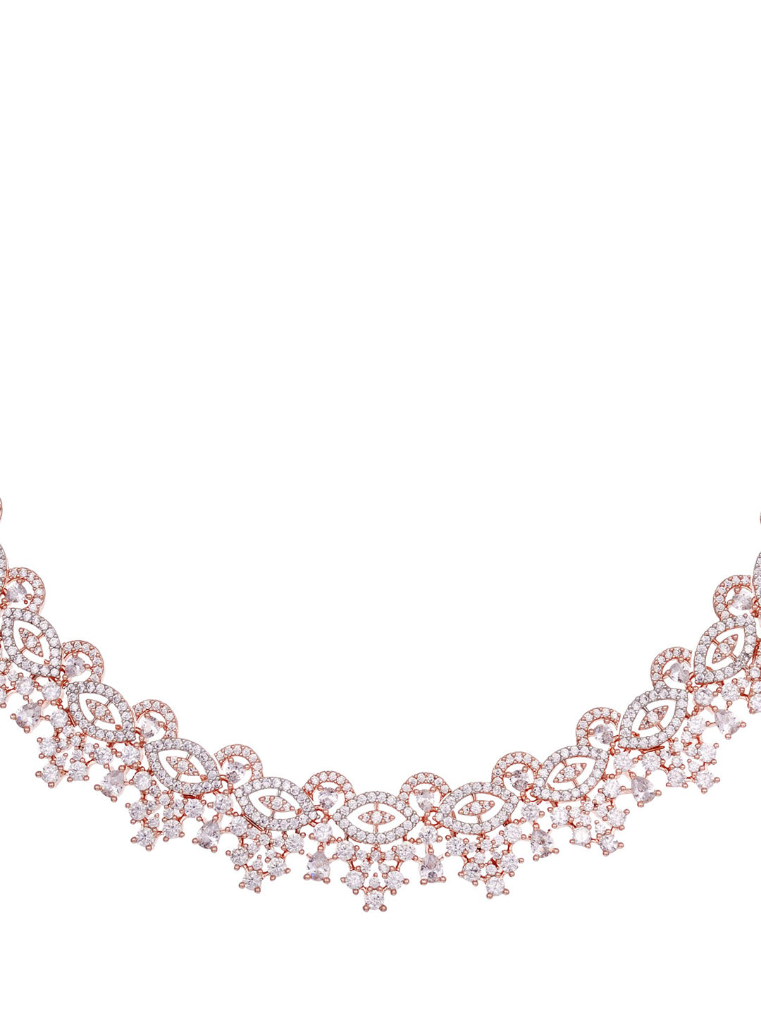 Saraf RS Jewellery Rose Gold-Plated & White AD & CZ-Studded Contemporary Jewellery Set - Distacart