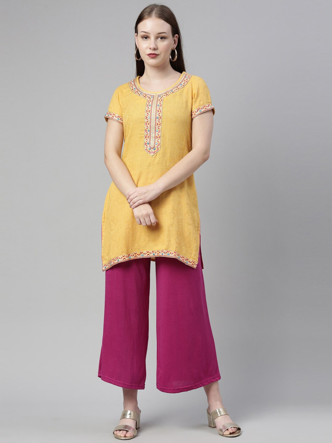 Souchii Purple Knitted Ethnic Palazzos - Distacart