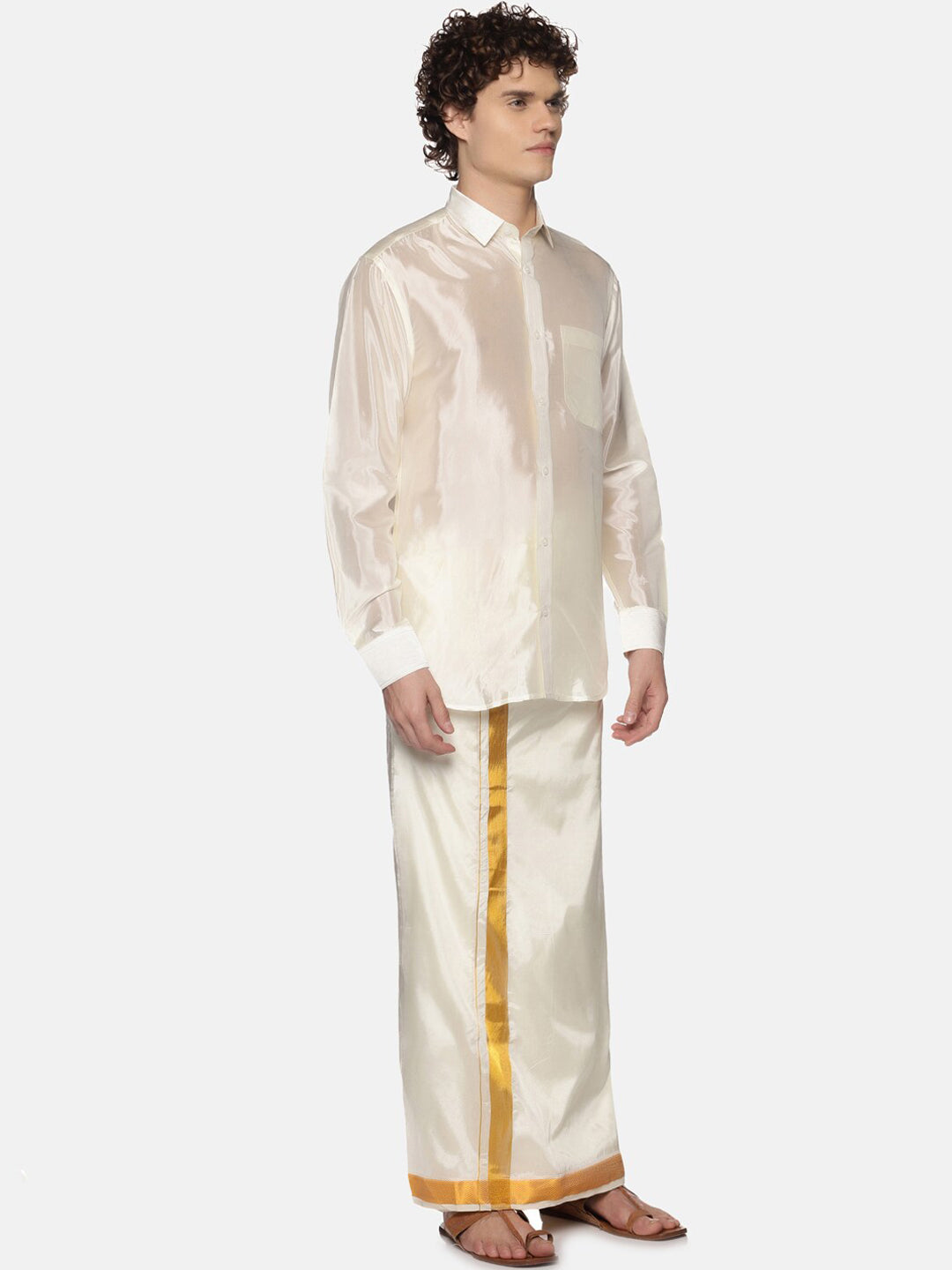 Sethukrishna Cream-Coloured Solid Dhoti - Distacart