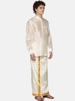 Thumbnail for Sethukrishna Cream-Coloured Solid Dhoti - Distacart