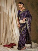 Thumbnail for Sangria Woven Design Zari Kanjeevaram Saree - Distacart