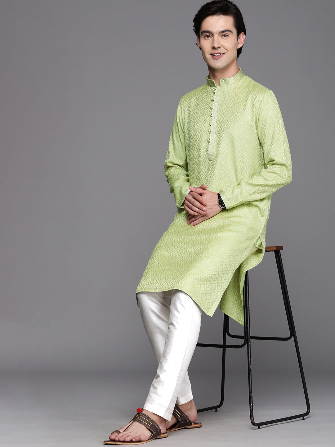 Manyavar Men Green Kurta with Churidar - Distacart