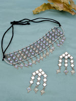 Thumbnail for Silver-Plated Alloy Kundan Studded Oxidised Choker Necklace - The Pari - Distacart