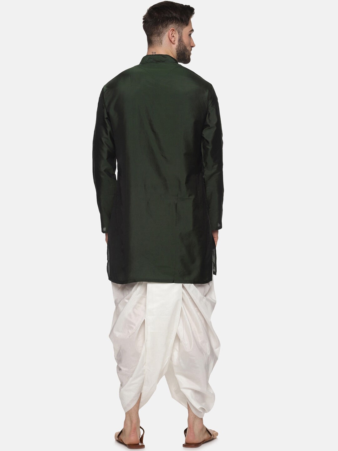 Sethukrishna Men Green Striped Kurta with Dhoti Pants - Distacart