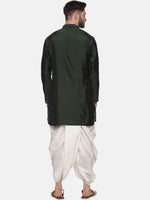 Thumbnail for Sethukrishna Men Green Striped Kurta with Dhoti Pants - Distacart
