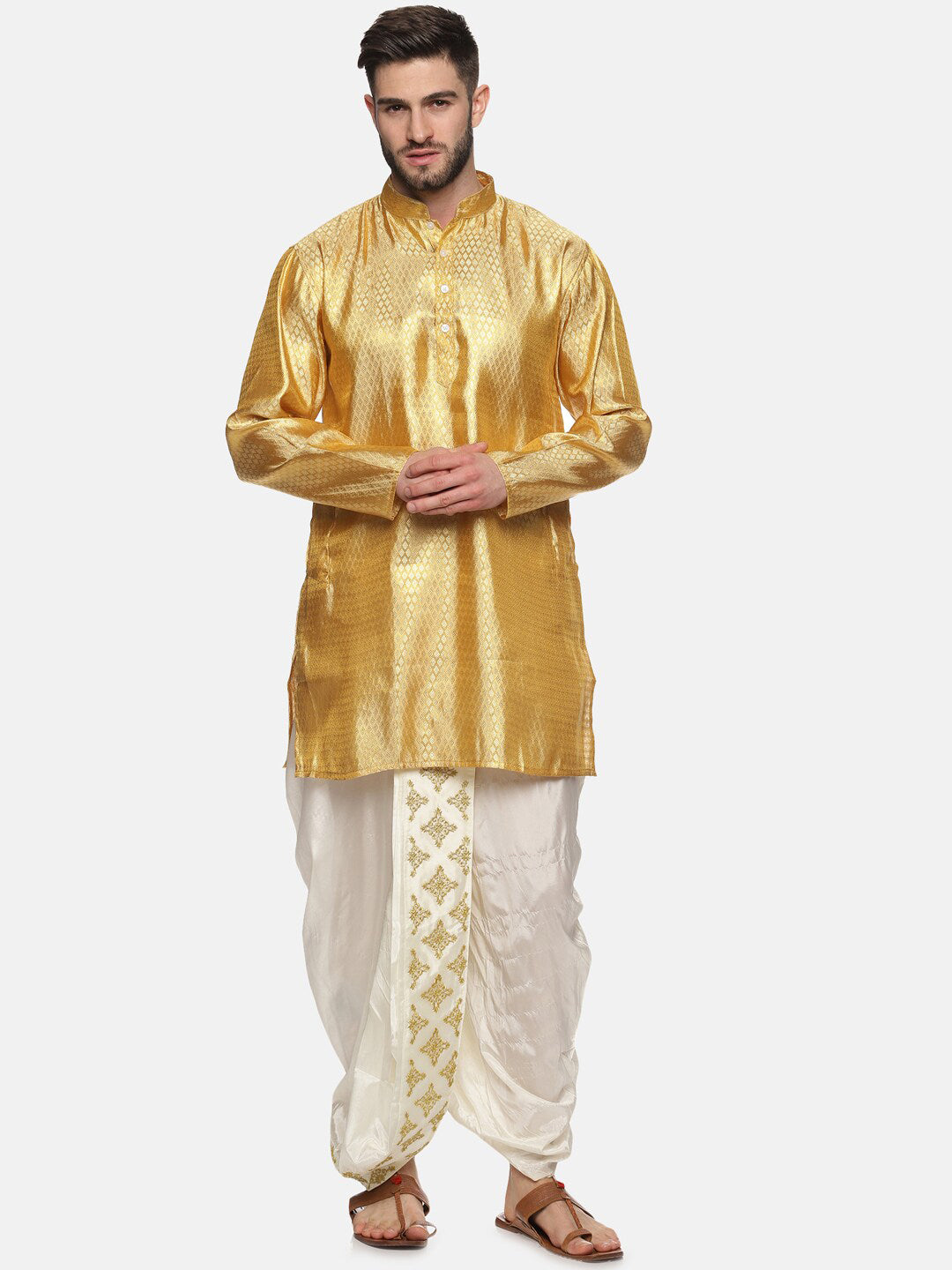 Sethukrishna Men Cream Embroidered Dhoti Pant - Distacart