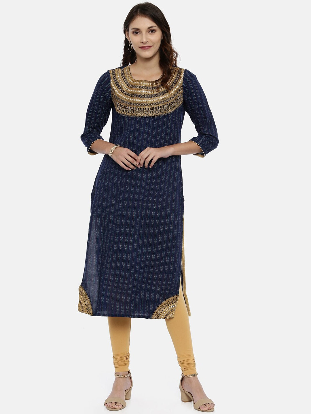 Souchii Beige Solid Slim-Fit Churidar-Length Leggings - Distacart