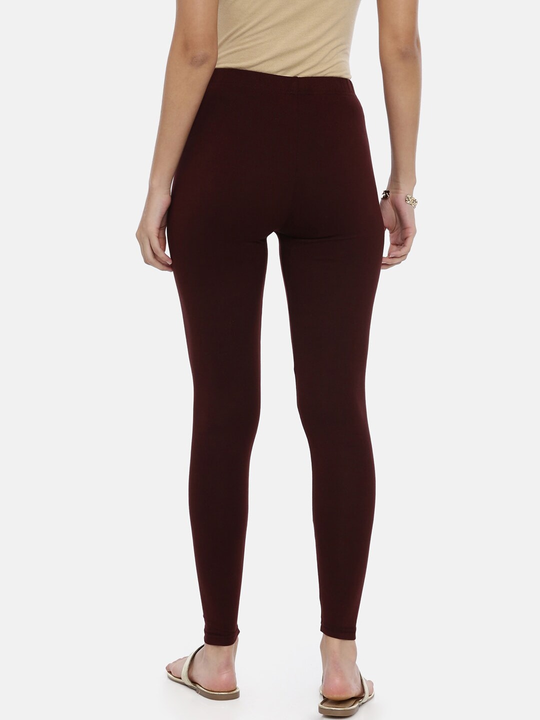 Souchii Brown Solid Slim-Fit Ankle-Length Leggings - Distacart