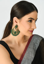 Thumbnail for Mominos Fashion Johar Kamal Golden And Green Beaded Earrings - Distacart
