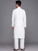 Thumbnail for Manyavar Men White Solid Kurta with Pyjamas - Distacart