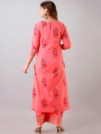Thumbnail for HERE&NOW Floral Printed Gotta Patti Regular Kurta with Palazzos - Distacart