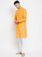 Thumbnail for Even Apparels Men's Pure Cotton Kurta With Band Collar in Yellow Color - Distacart