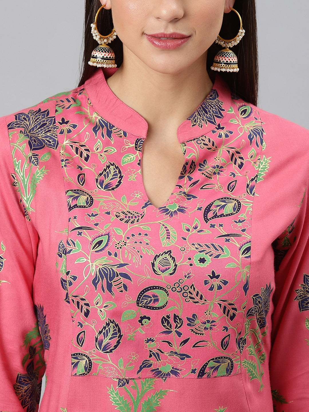Khushal K Women Pink Printed Kurta with Palazzos - Distacart