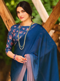 Thumbnail for Saree Mall Blue & Mauve Ombre Dyed Sarees - Distacart