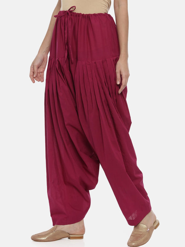 Souchii Maroon Solid Regular-Fit High-Rise Patiala - Distacart