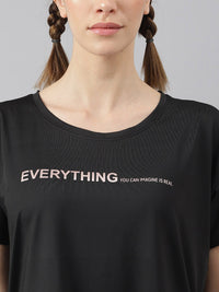 Thumbnail for MKH Women Typography Printed Drop-Shoulder Sleeves Dri-FIT Sports T-shirt - Distacart