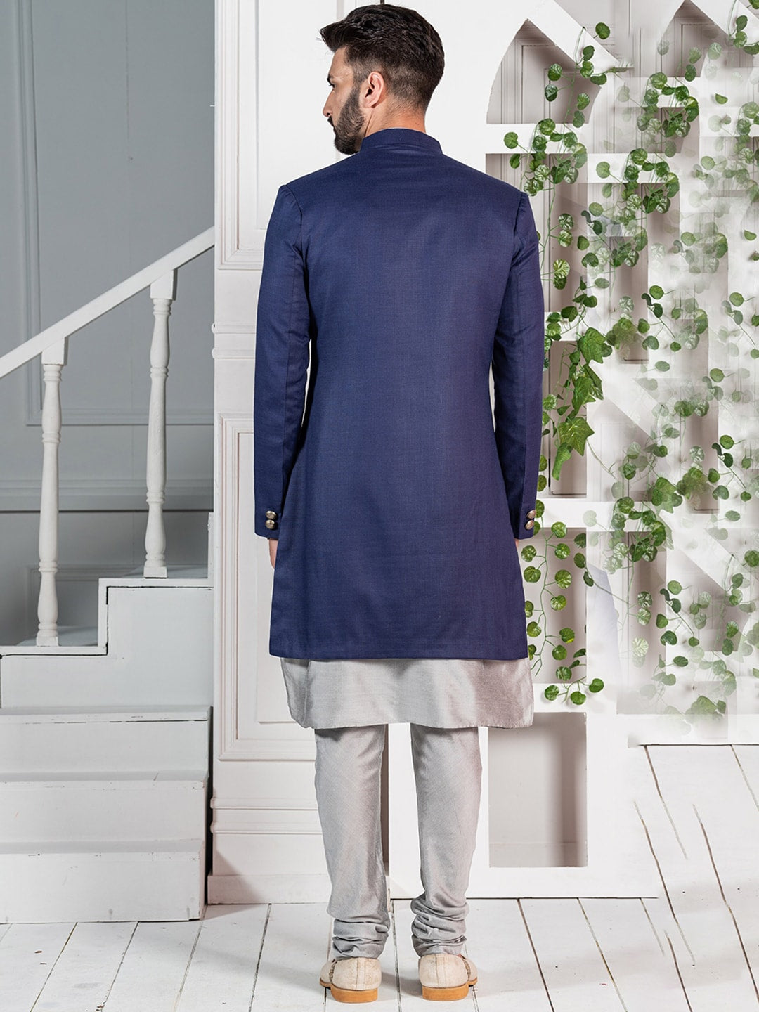 KISAH Men Mandarin Collar Cotton Kurta Sherwani Set - Distacart