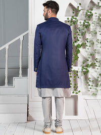 Thumbnail for KISAH Men Mandarin Collar Cotton Kurta Sherwani Set - Distacart