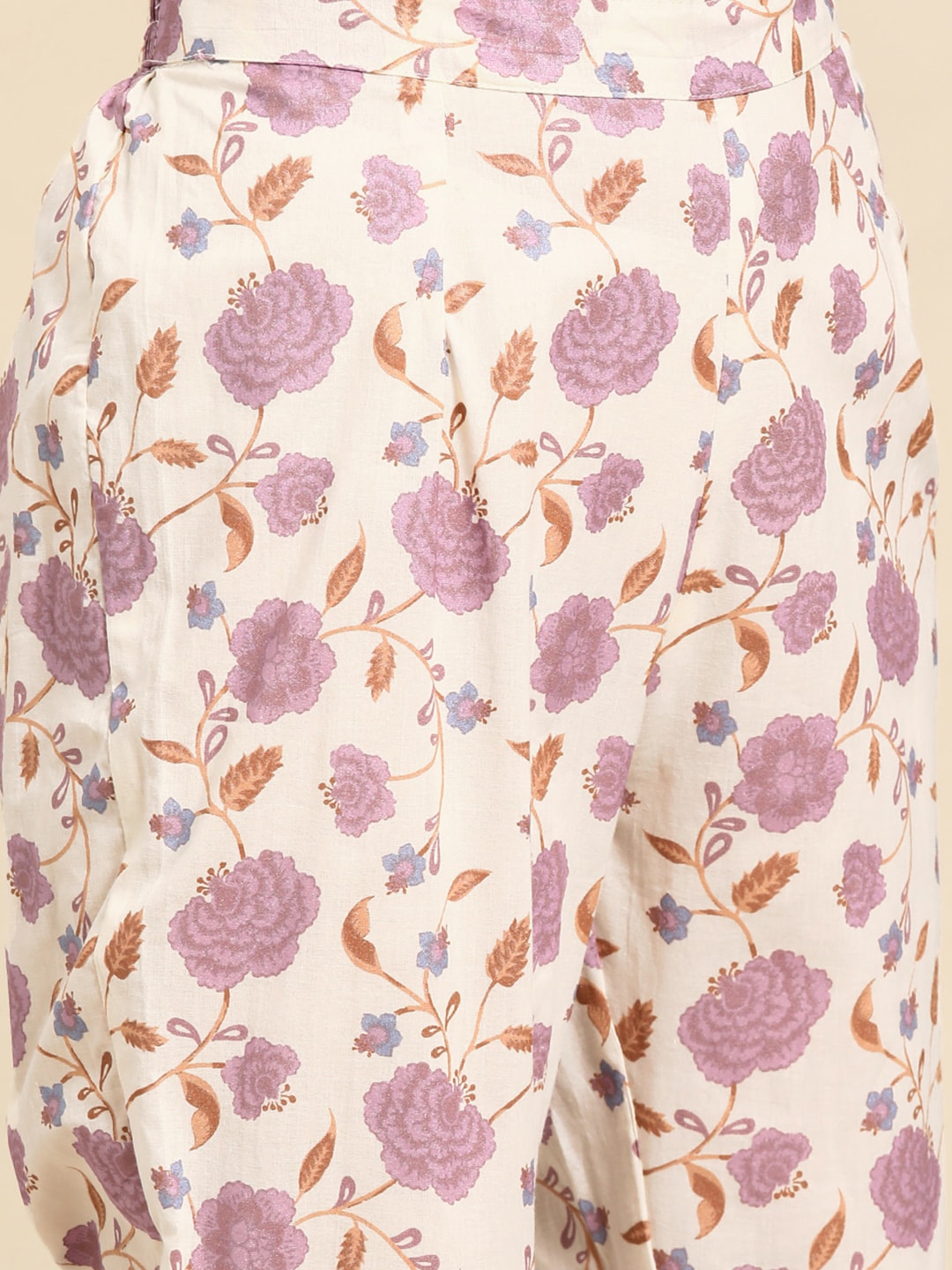 Sangria Women Floral Printed Regular Sequinned Pure Cotton Kurta with Trousers - Distacart