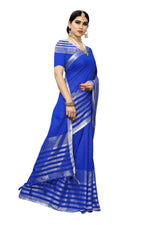Thumbnail for Vamika Blue Cotton Silk Weaving Saree (Twitter Royal Blue) - Distacart