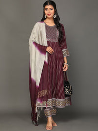 Thumbnail for NOZ2TOZ Women's Floral Embroidered Zari Sequined Anarkali Kurta with Trousers & Dupatta - Distacart