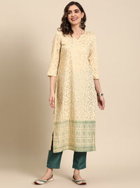 Thumbnail for Sangria Ethnic Motifs Printed Straight Kurta with Trousers - Distacart