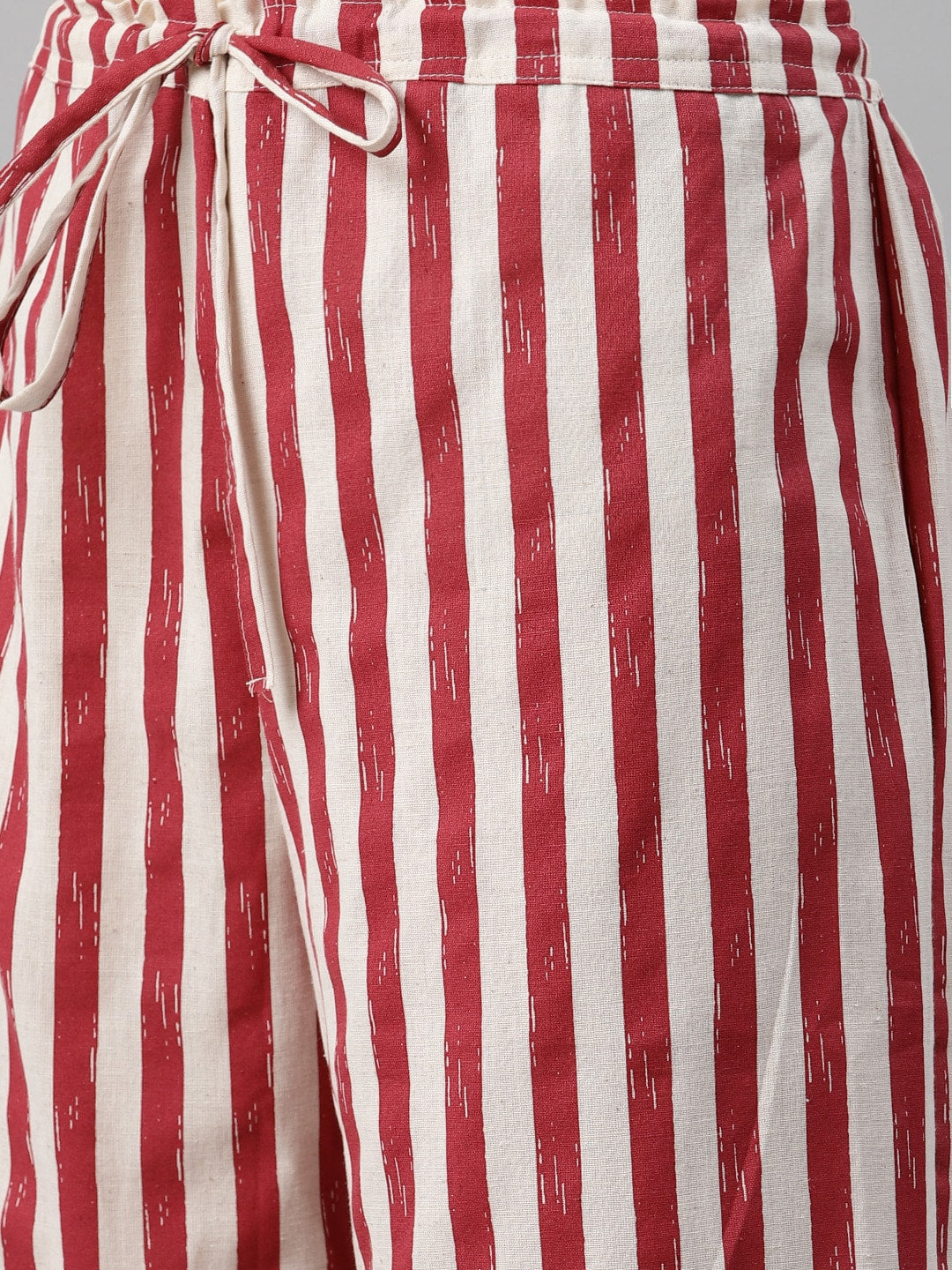 Biba Women Off-White & Maroon Checked Kurta with Palazzos - Distacart
