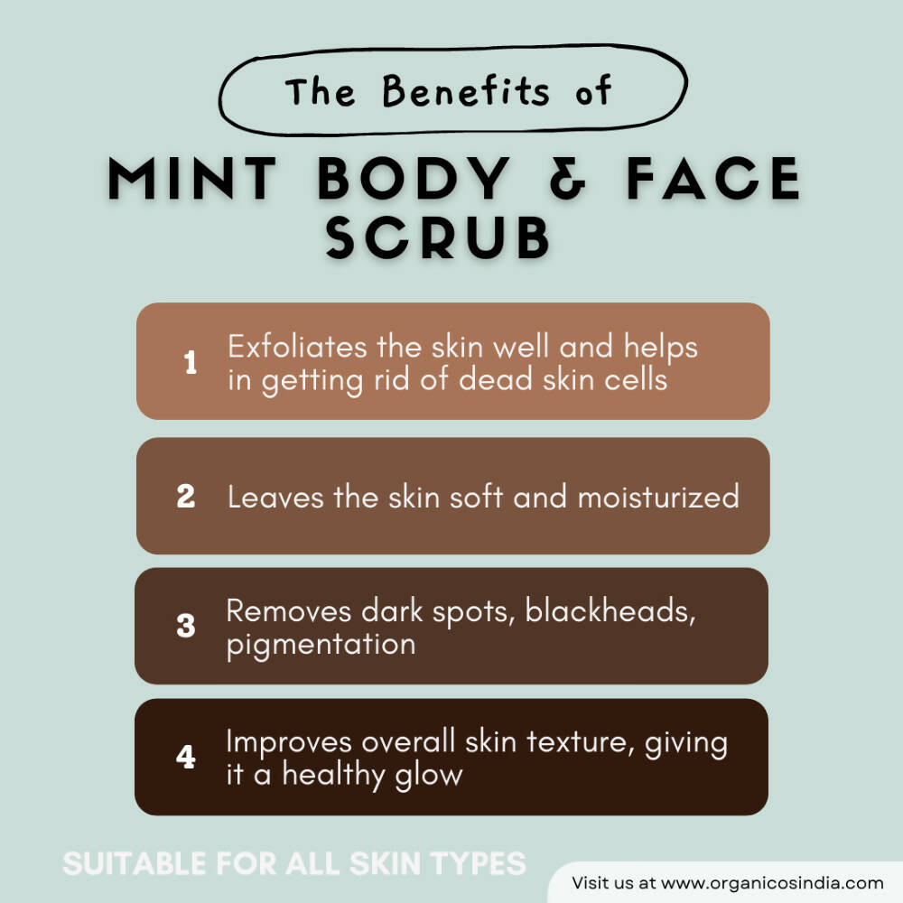 Organicos Mint Face & Body Scrub - Distacart